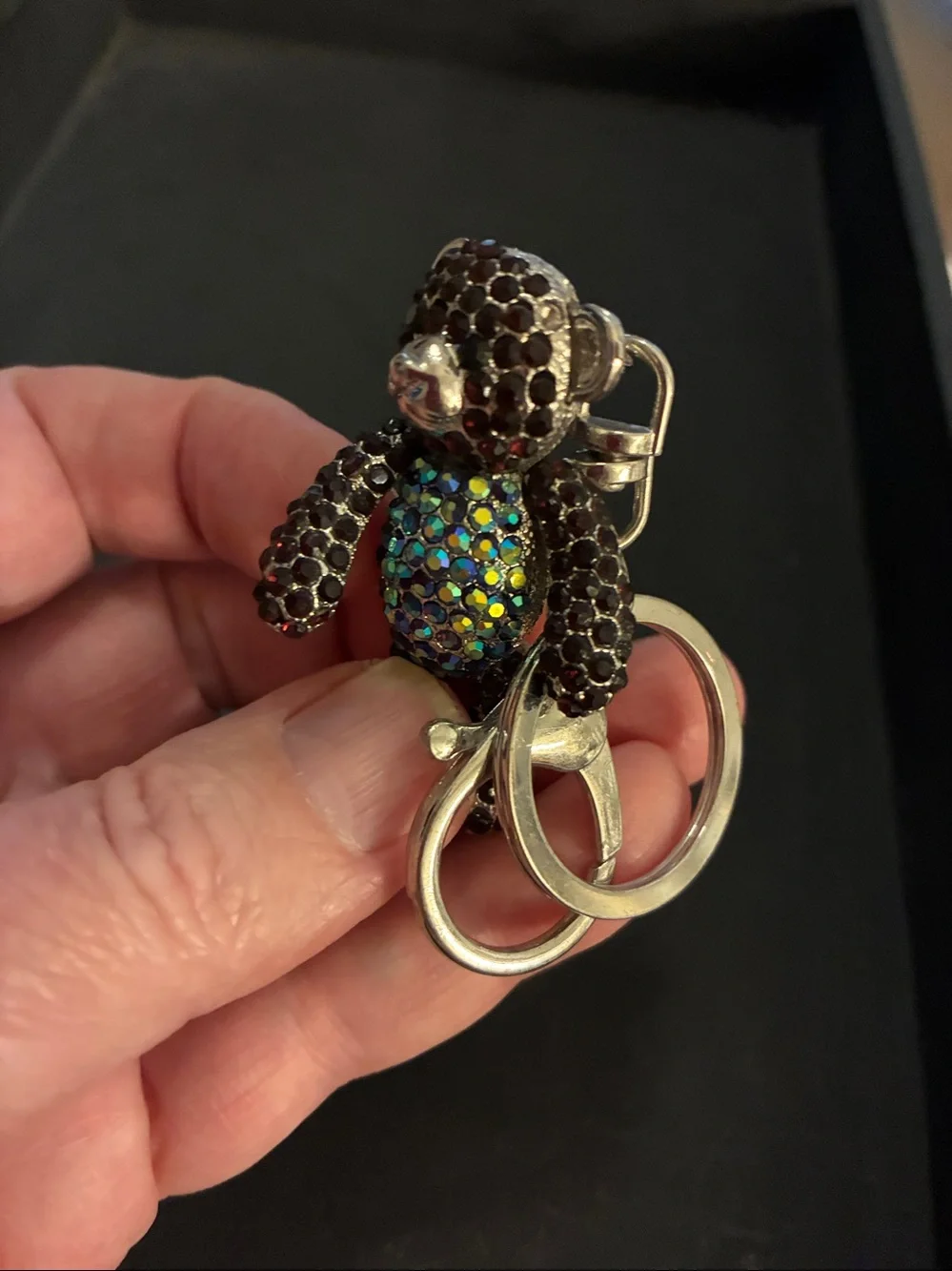 Crystal Teddy Bear Keychain with Iridescent Belly.Arms, head and legs move NWOT
